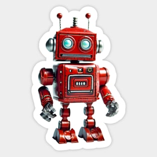 Robotic Retro Cute Red Kid's Toy - 3D Character Design Sticker